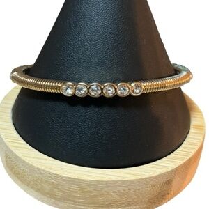 Graziano Gold Tone Bangle Bracelet with Rhinestones